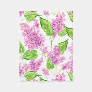Manta Polar Flores lilas de color agua rosa