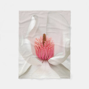 Manta Polar Flores Magnolia blanca