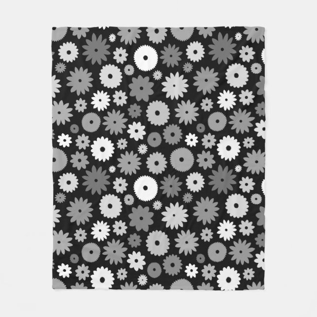 Manta Polar Flores monocromas con patrón grande (Anverso)