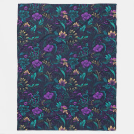 Manta Polar Flores moradas y hojas Verde azuladas