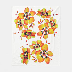 Manta Polar Flores Naranjas elegantes