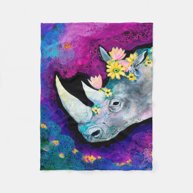 Manta Polar Flores para el rinoceronte (Anverso)