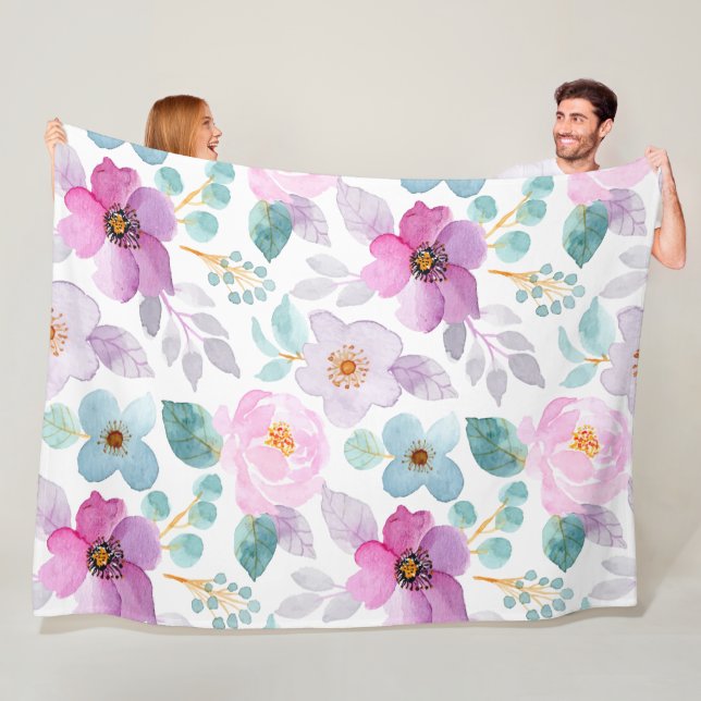 Manta Polar Flores Patrón moderno y fresco (In situ)