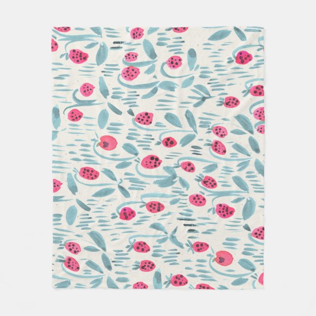 Manta Polar Flores pequeñas: acuarela sin foco (Anverso)