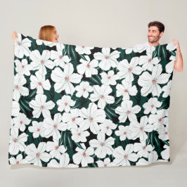 Manta Polar Flores perfectas sin fisuras verdes y blancas míni