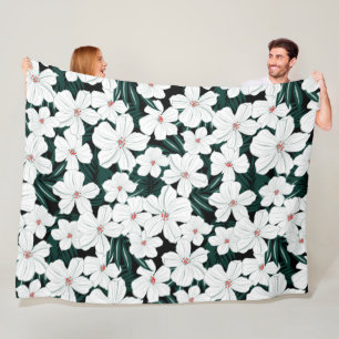 Manta Polar Flores perfectas sin fisuras verdes y blancas míni