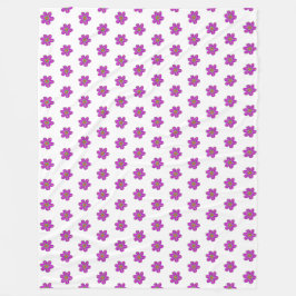 Manta Polar Flores púrpuras pintadas a mano Patrón blanco