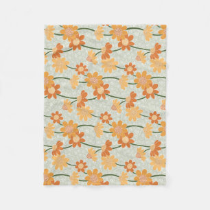 Manta Polar Flores retro de los años 70 apagadas