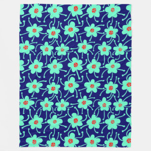 Manta Polar Flores rivales: turquesa y roja en la marina profu