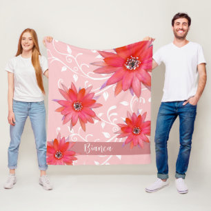 Manta Polar Flores Rojas Caprichosas Hojas Giratorias Agregar 
