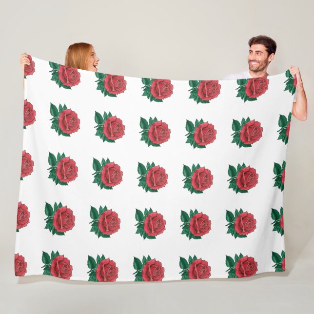 Manta Polar Flores rojas de Sherpa Blankets (In situ)