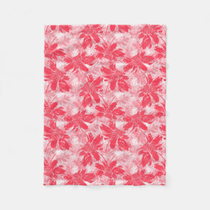 Manta Polar Flores rojas en blanco.