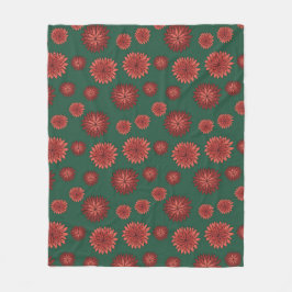 Manta Polar Flores rojas en un fondo verde