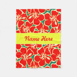 Manta Polar Flores rojas hibiscus tropical hawaiana