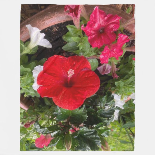 MANTA POLAR FLORES ROJOS (Anverso)