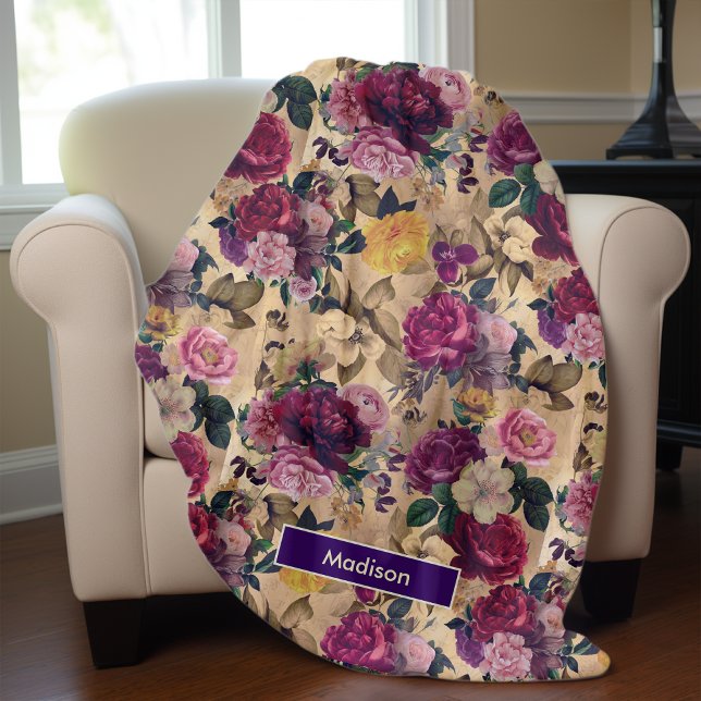Manta Polar Flores rosa elegantes y rosas amarillo floral (Subido por el creador)