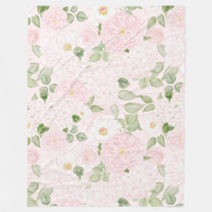 Manta Polar Flores rosadas blancas bonitas femeninas