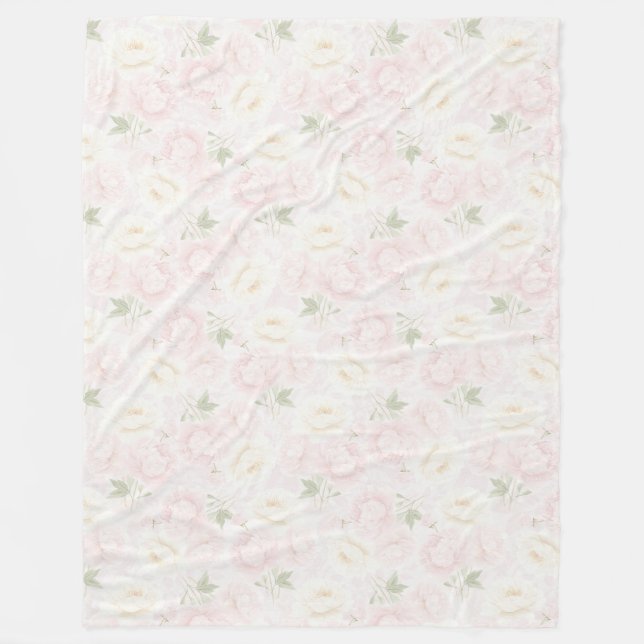 Manta Polar Flores Rosadas con Tono de Rubor (Anverso)