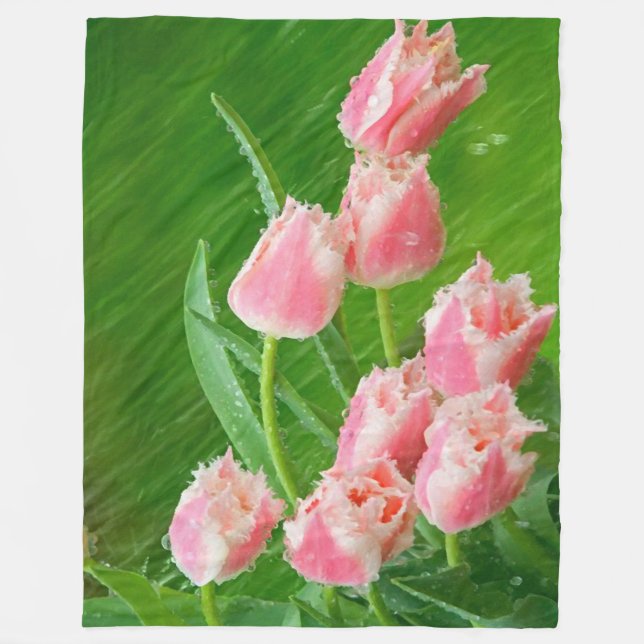 Manta Polar Flores rosadas del tulipán (Anverso)