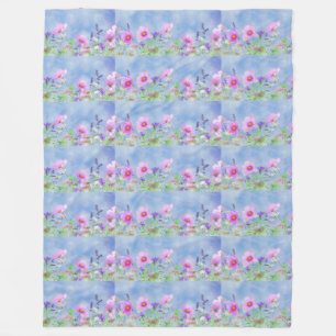 Manta Polar flores rosadas prados campos jardín pétalos vides