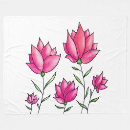 Manta Polar Flores rosas Bonito Minimalista de tinta acuarela