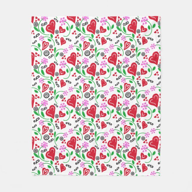 Manta Polar Flores rosas rojas de San Valentín (Anverso)