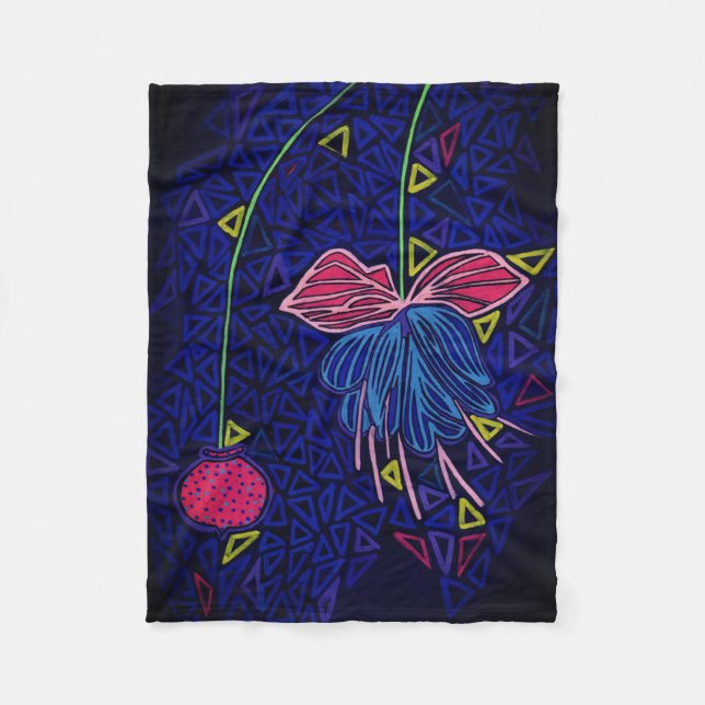 Manta Polar Flores rosas y azules (Anverso)