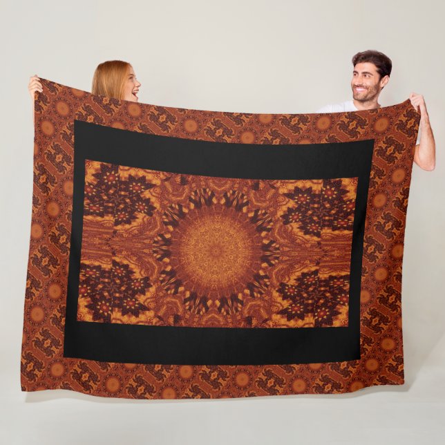 Manta Polar Flores salvajes de oro y negro 14 (In situ)