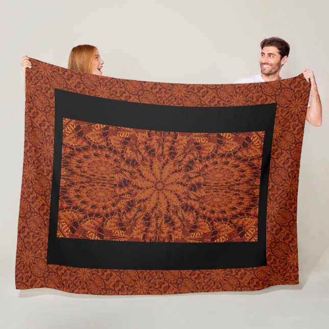 Manta Polar Flores salvajes de oro y negro 23 (In situ)