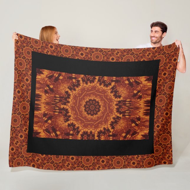 Manta Polar Flores salvajes de oro y negro 27 (In situ)