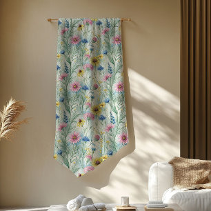 Manta Polar Flores salvajes verdes rosadas Pastel Boho Vibes