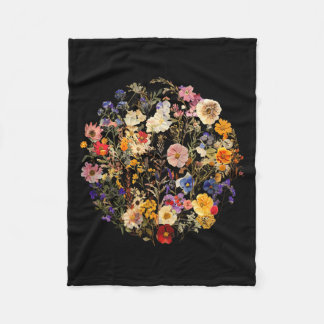 Manta Polar Flores silvestres botánicas hojas vintage boho flo