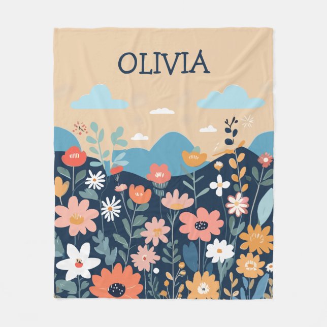 Manta Polar Flores silvestres cúrgenes personalizadas botánica (Anverso)