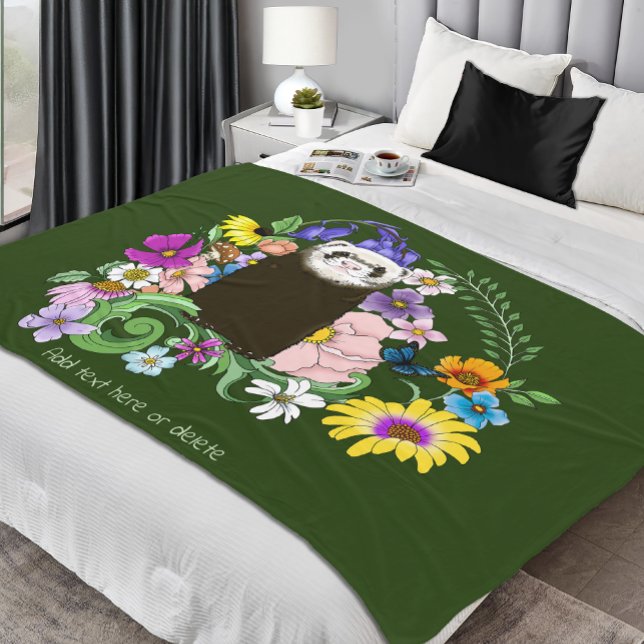Manta Polar Flores silvestres de hurón sable lindo bosque verd (Subido por el creador)
