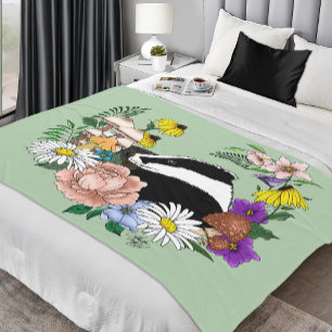 Manta Polar Flores Silvestres de Tejón de Bosque Hongos Verde 