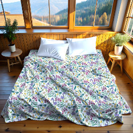 Manta Polar Flores silvestres Funda azul, grande