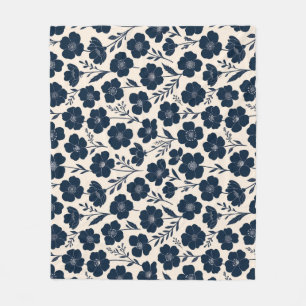 Manta Polar Flores silvestres monocromáticas limpias en azul m