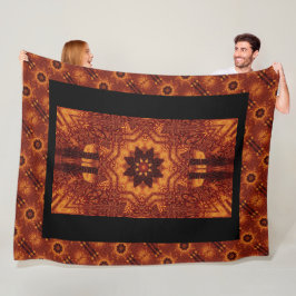 Manta Polar Flores silvestres negras y doradas 1