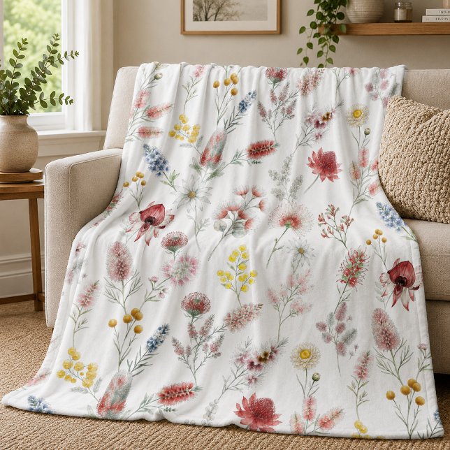 Manta Polar Flores silvestres románticas acuarela pastel (Subido por el creador)