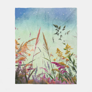 Manta Polar Flores Silvestres Y Estrellas