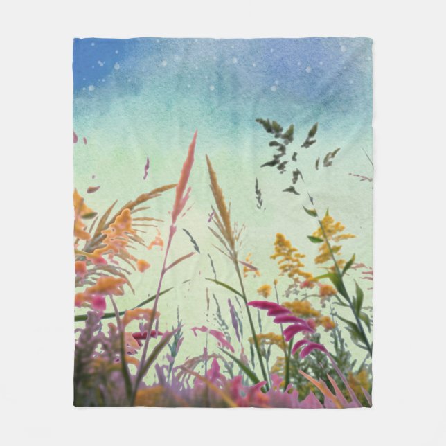 Manta Polar Flores Silvestres Y Estrellas (Anverso)