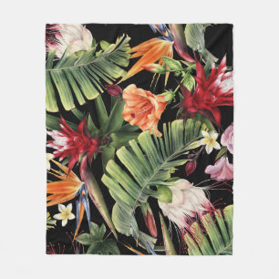 Manta Polar Flores tropicales: acuarela sin costura floral