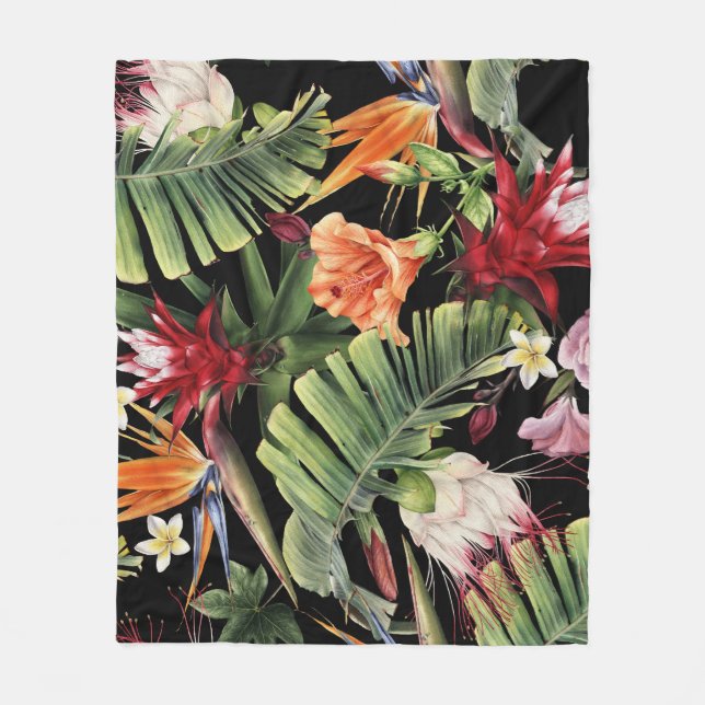 Manta Polar Flores tropicales: acuarela sin costura floral (Anverso)