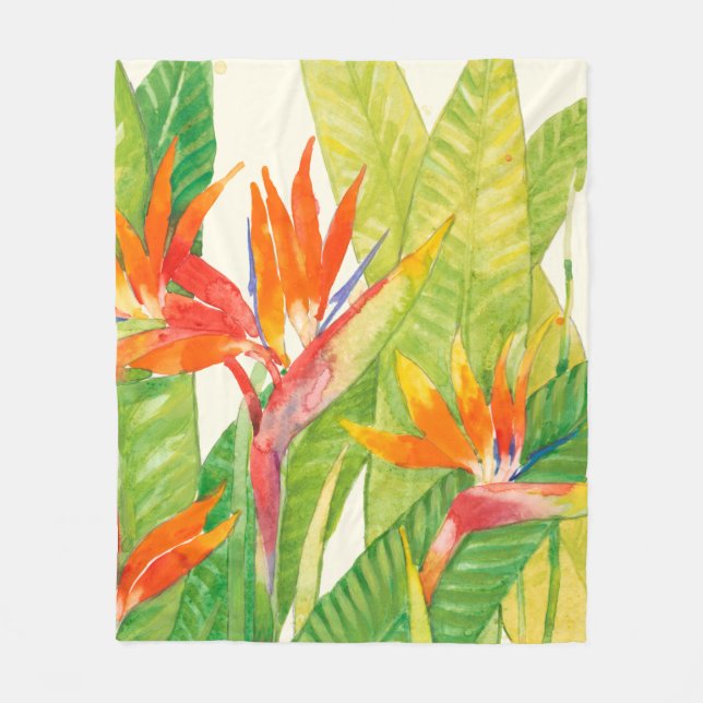 Manta Polar Flores tropicales | Pájaro del paraíso (Anverso)