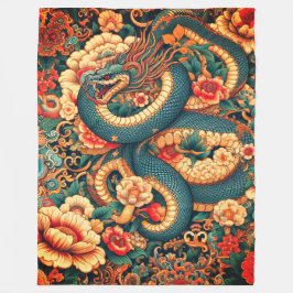 Manta Polar Flores verdes de serpiente