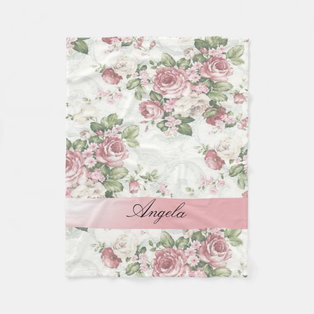 Manta Polar Flores Vintage Shabby Chic-Personalizadas (Anverso)