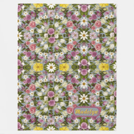 Manta Polar Flores Violetas Blancas Y Rosa