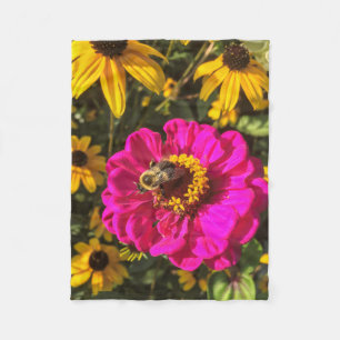 Manta Polar Flores vivas con la abeja