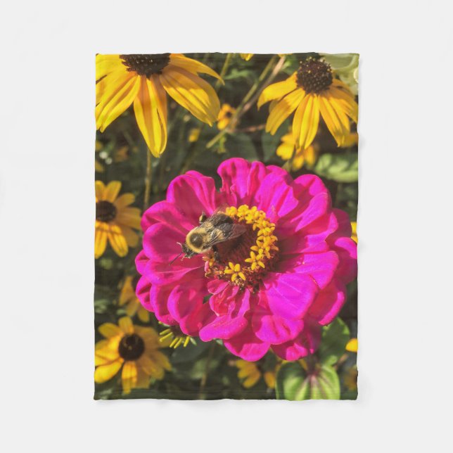 Manta Polar Flores vivas con la abeja (Anverso)