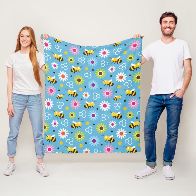 Manta Polar Flores y abejas (In situ)